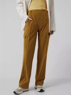 Athleta Wide-Leg Cargo Pants in Mustard